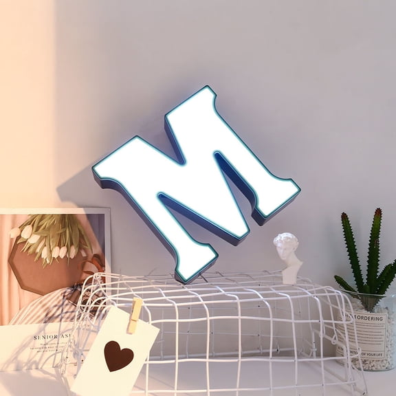 Tineasur White LED Letter Sign Portable Alphabet Shaped Night Light for Home Decoration