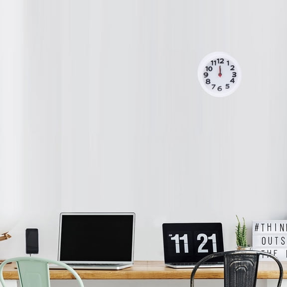 Tineasur Charging Hangable Alarm Clock, Round Small Desktop, White, Luminous Hands, Home Decor