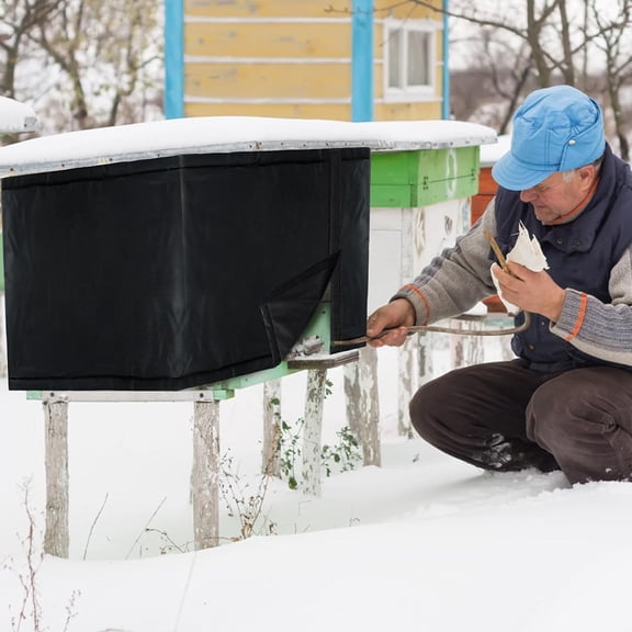 Tineasur Patio Beehive Cover Black Weatherproof Wrap with Insulation for Outdoor Use