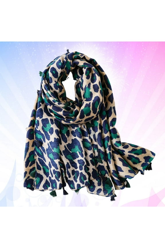 1Pack Women Leopard Print Scarf Cotton Long Style Comfortable to Wear Air Conditioning Room 70.74X35.37in