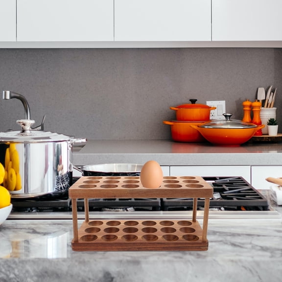Tineasur Wooden Egg Holder Rack Secure Stable Countertop Egg Storage Organizer For Kitchen Dining Table Easter Displays