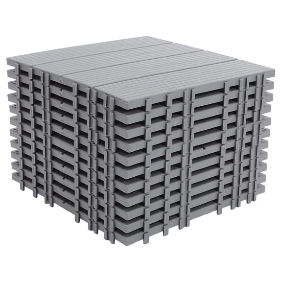 Tineasur Grey Plastic Deck Tiles 11 Pieces Easy to Install Patio and Balcony Flooring Solution
