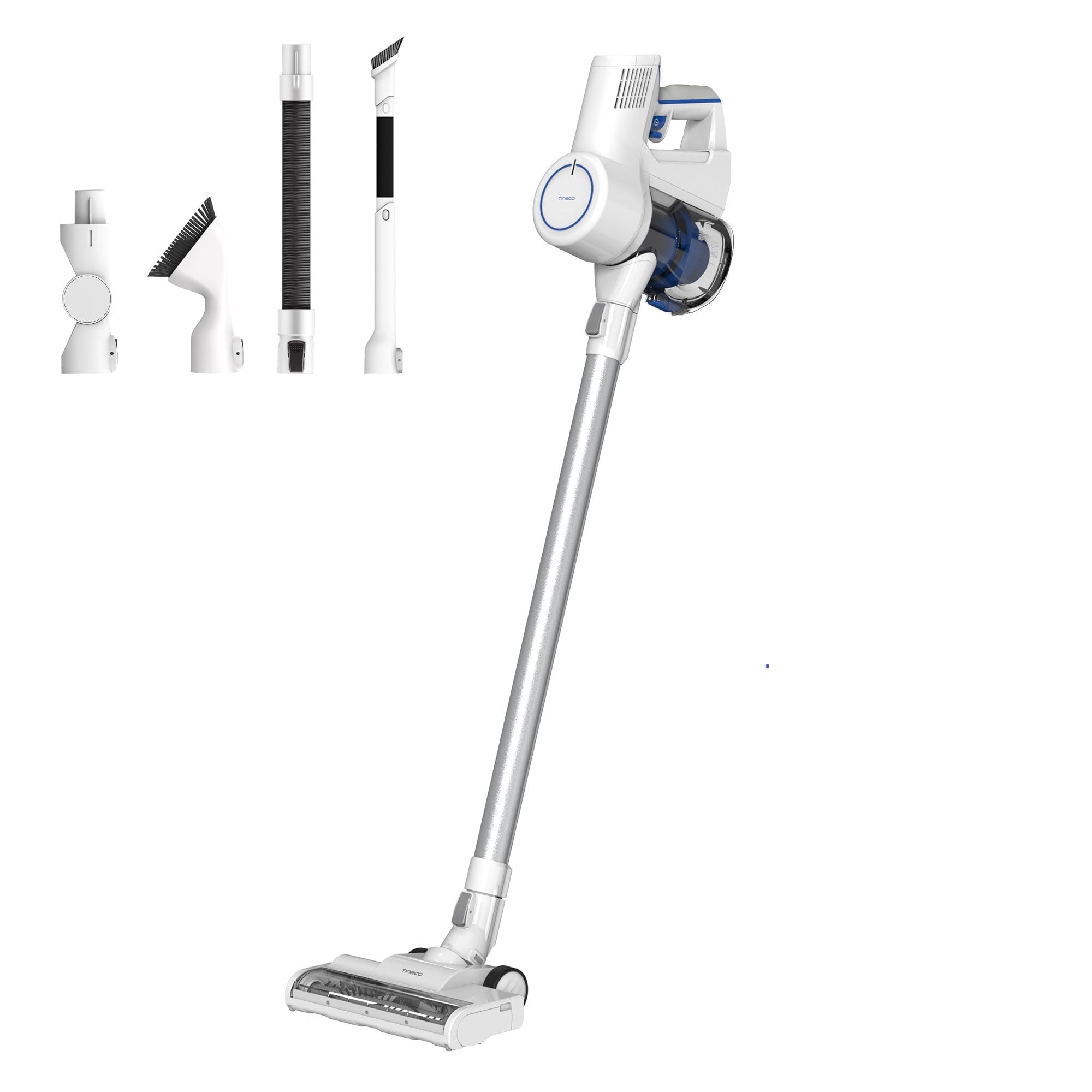 White Lightweight Cordless Stick Vacuum with HEPA Filter and LED Headlights
