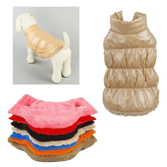 Tineer Winter Warm Dog Cat Down Jacket Vest Coat Puppy Pet Cold Weather Cozy Coats Apparel for Small Medium Pet (L,Light Brown)