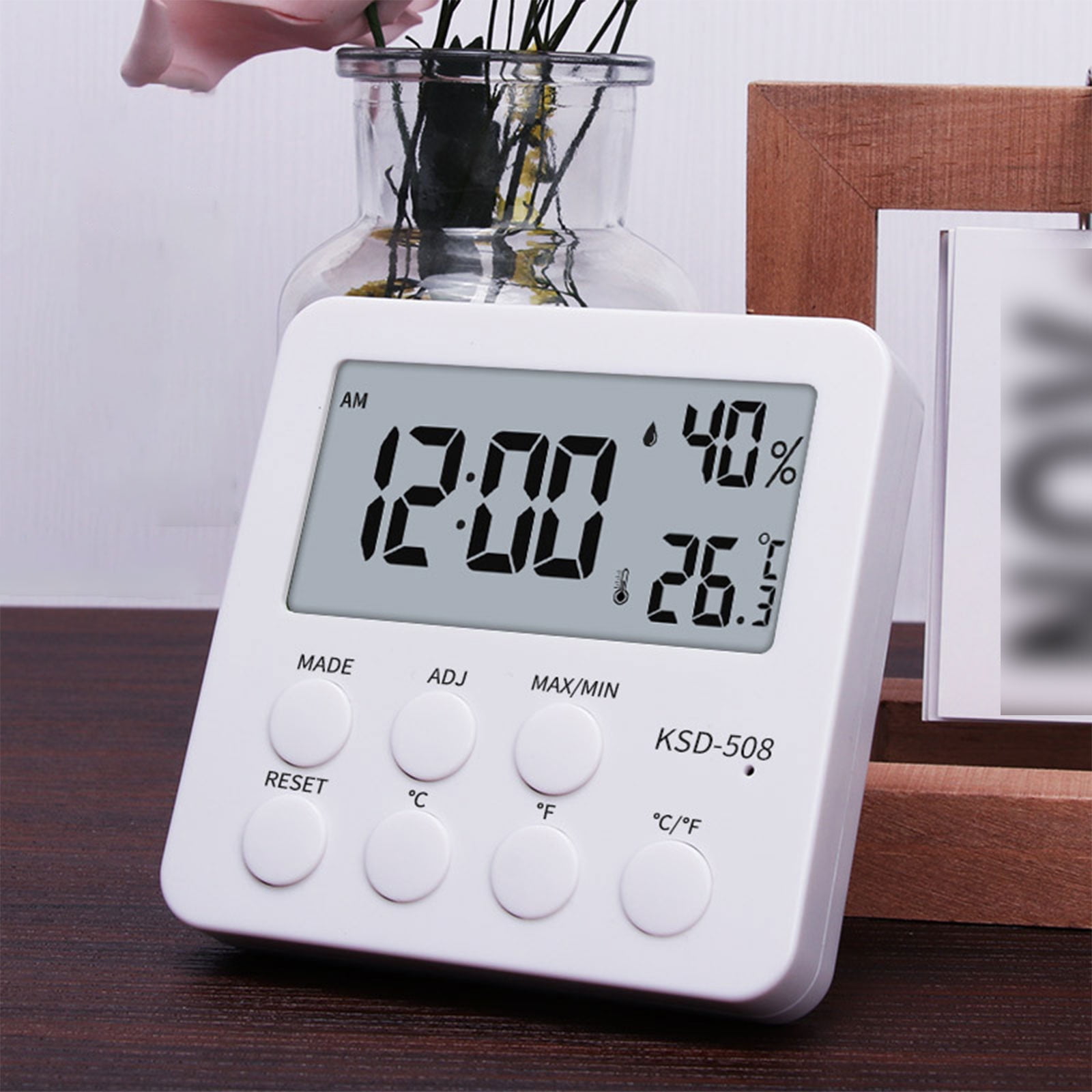 Cyber_Monday Deals Black_Friday Deals Byikun Clearance Sales! Indoor Hygrometer Thermometers With Alarm Clock Digital Temperature Humidity Meter With Large Screen For Office,Bedroom And Greenhouse