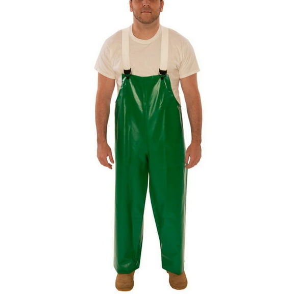 Tingley 3X Green Safetyflex 17 mil PVC And Polyester Rain Bib Overalls With Hook And Loop Closure