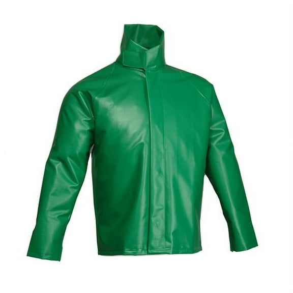 Tingley 4X 32'' Green SafetyFlex 17 mil PVC And Polyester Rain Jacket With Snap And Storm Flap Closure
