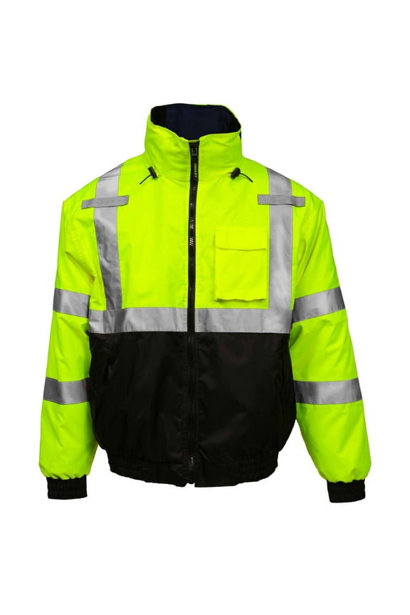 Hi-vis Bomber Jacket,Insltd,Lime/Blk,XL J26172-XL