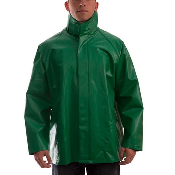 Tingley Rubber B1378889 J41008 SafetyFlex Storm Fly Front High Collar Jacket - Green - Medium