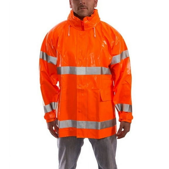 Flame Resistant Rain Jacket, PVC, Class 3 R, Orange, 2XL J53129