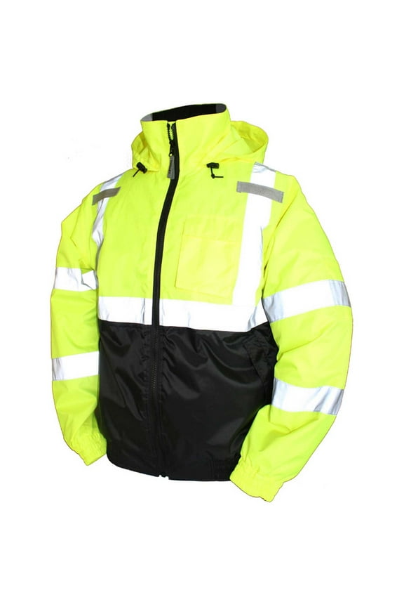 High Visibility Insulated Jacket Fluorescent Yellow/Green/Black, Jacket 1 XL
