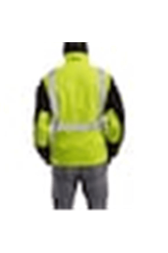 High Visibility Safety Jacket ANSI Class 2 Reflective Fleece Liner Polyester Green Yellow M