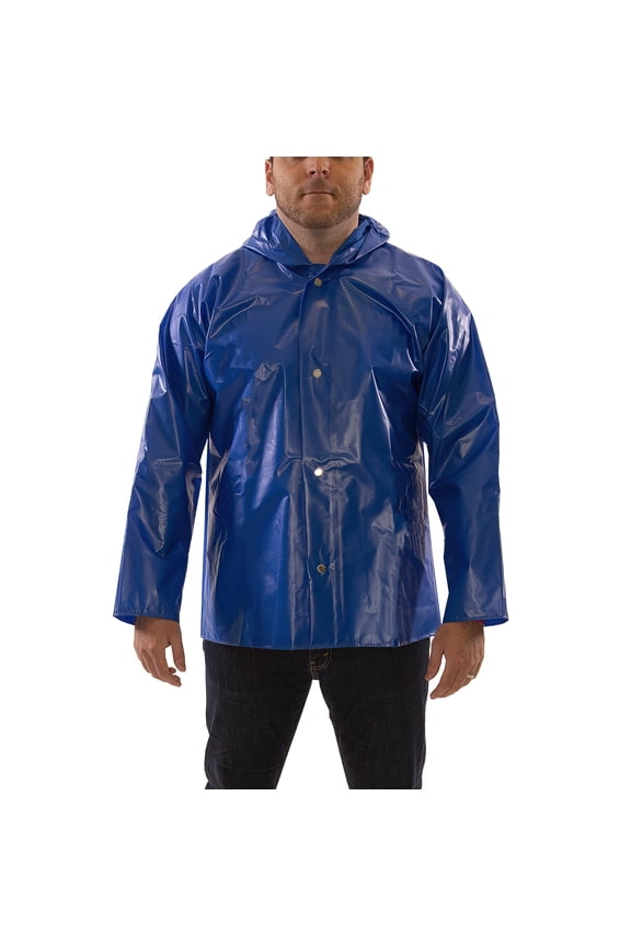 Iron Eagle J22161 Waterproof Jacket With Attached Hood, Large, Blue