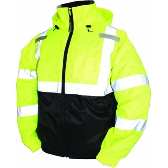 Tingley J26112 Bomber II Hooded Jacket Fluorescent Yellow/Green/Black Medium