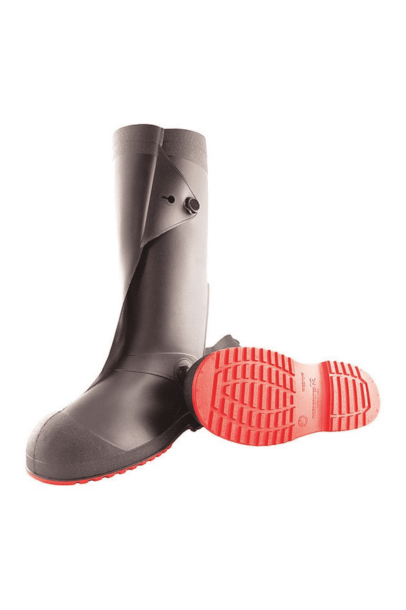 Overboots PVC Plain Toe Cleated Sole Waterproof Knee High Black/Red Men's M