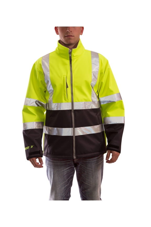 Phase 3 J25022 High Visibility Class 3 Soft Shell Jacket, Large, Fluorescent Yellow-Green CA2