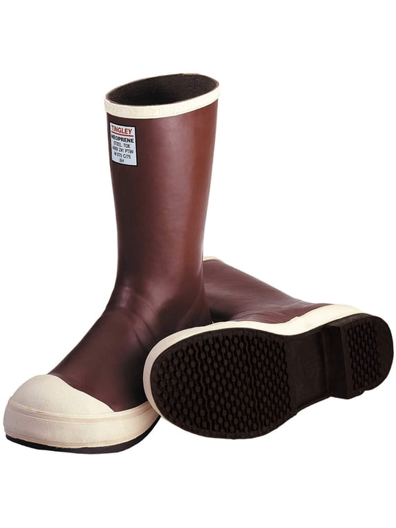 Pylon MB924B Neoprene Steel Toe Boot, 12-1/2 Inch Height, With Safety-Loc Outsole, Mens 11 / Womens 13, Brick Red Upper - Brown Sole CA3