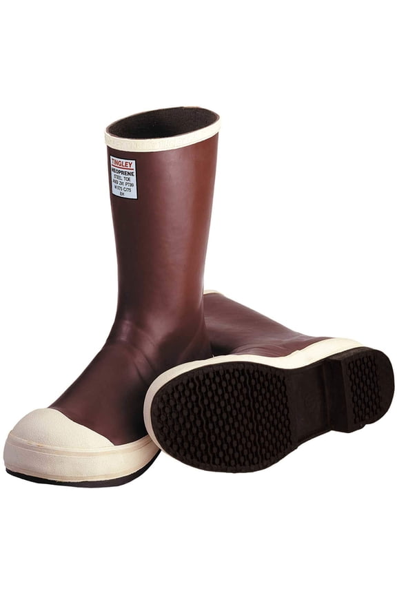 Pylon MB924B Neoprene Steel Toe Boot, 12-1/2 Inch Height, With Safety-Loc Outsole, Mens 11 / Womens 13, Brick Red Upper - Brown Sole CA3