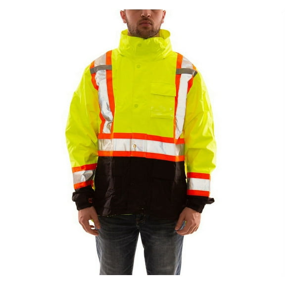 Tingley Rain Jacket, Polyester, Class 3 R, Green, 3XL J24122C