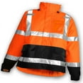 thumbnail image 1 of High Visibility Rain Jacket with hood, Polyester, Class 3 R, Orange, 2XL J24129, 1 of 2