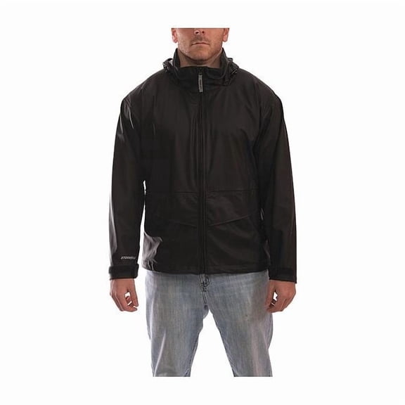 Stormflex Rain Jacket w/Hood/Pockets, Stretch, Black, L J67113
