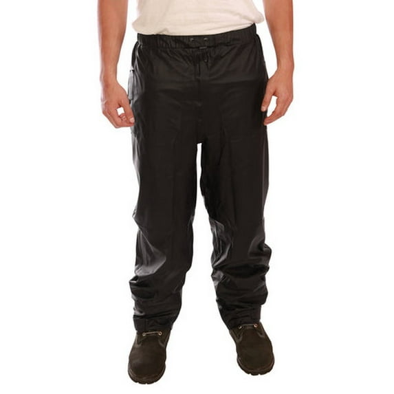 Rain Pants, Polyurethane, 28 in Inseam, Drawstring Closure, Black, Size S P67013