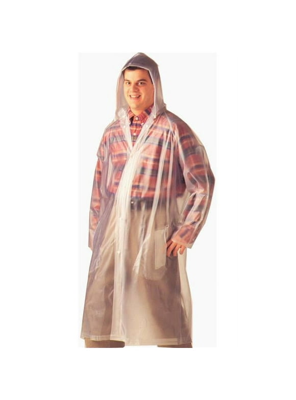 Tingley Rubber 702188061 Clear 48 in. Raincoat with Detachable Hood Tuff Enuff&#44; Extra Small