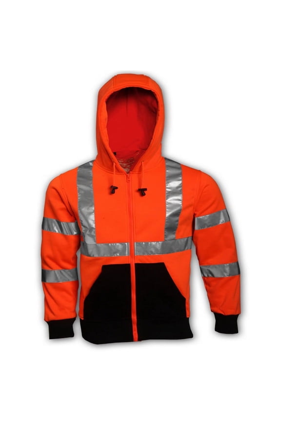 Hooded Sweatshirt, 3, R, Polyester, Black/Green, L S78122