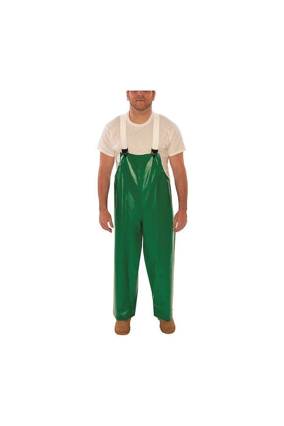 X-Large Green Safetyflex 17 mil PVC And Polyester Rain Bib Overalls With Hook And Loop Closure