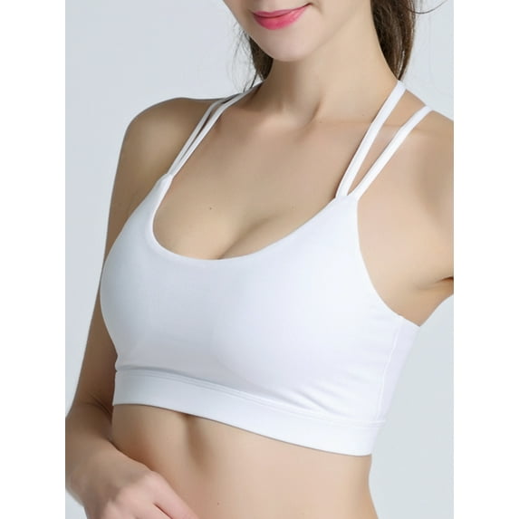 Tinglu Cross Strap Sport Bra Women Padded Push Up Bras Gym Workout Fitness Vest Brassieres