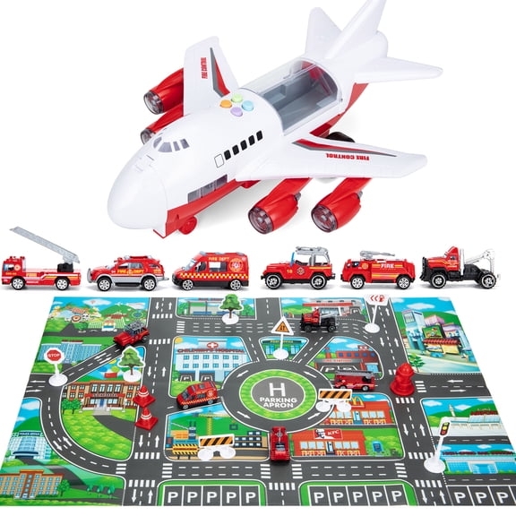 Tinglu Kids Car Toys Set Airplane Toys Cars Police Airplane Play Vehicle Set for Kids Gifts