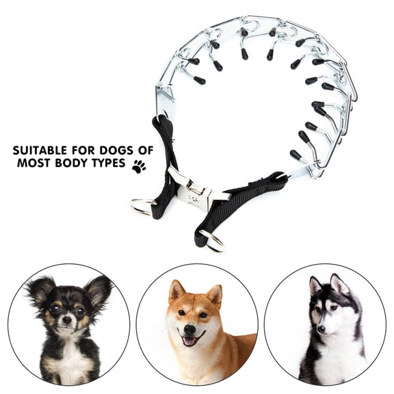Tinglu Pinch Dog Training Collar with Comfort Rubber Tips Safe Adjustable Detachable Stainless Steel Pet Prong Collar