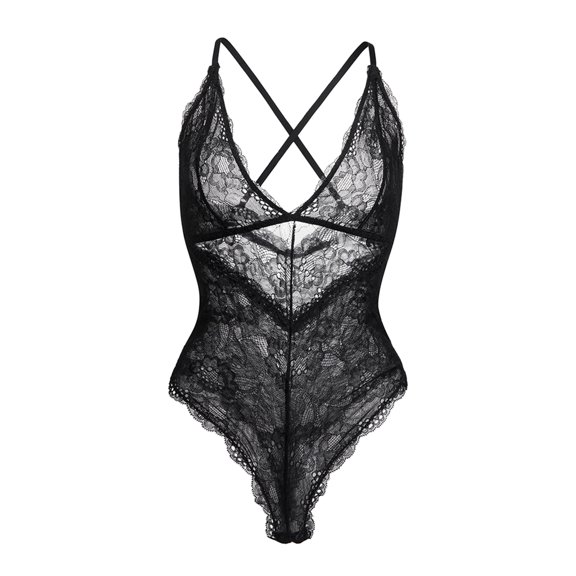Tinglu Sexy Rompers Women Jumpsuit Deep V-Neck Strap Playsuit Lace Romper