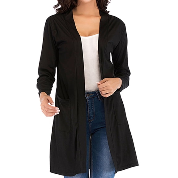 Tinglu Spring Lightweight Outwear Women Cardigans Casual Long Shawl Collar Open Cardigan Tops