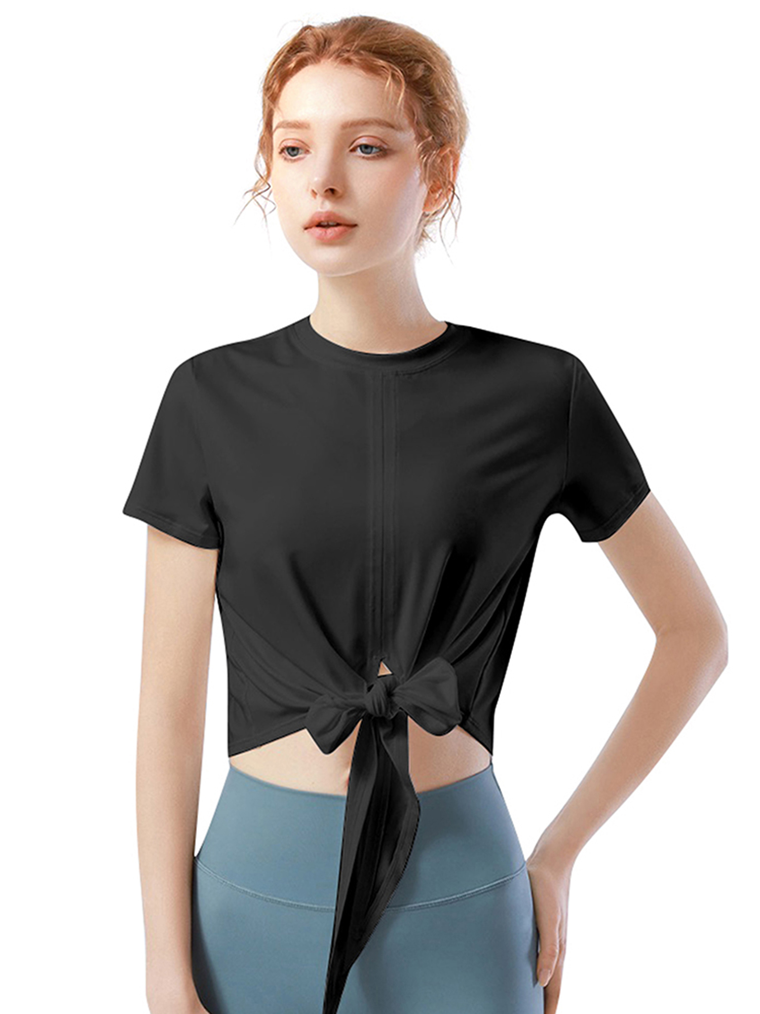 Tinglu Women Sports Tops Ladies Shirts Fitness Yoga Breathable T-Shirts Female