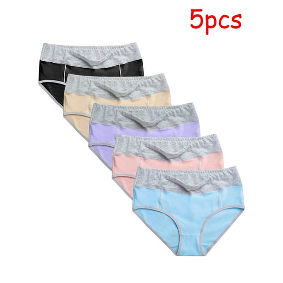 Tinglu Women's Cotton Underwear High Waist Stretch Briefs Soft Underpants Breathable Ladies Panties 5 Pack