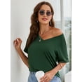thumbnail image 1 of Tinglu Women's Cozy T-Shirt Loose Tops Tees Female V-Neck Shirts, 1 of 8