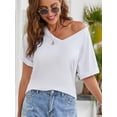 thumbnail image 1 of Tinglu Women's Cozy T-Shirt Loose Tops Tees Female V-Neck Shirts, 1 of 8