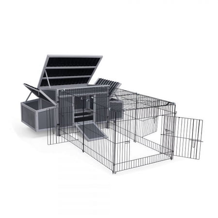 Tingmengte Chicken Hutch Outdoor, Openable Roof, Lockable Doors, with Nesting Box, Chicken Coop for Small Animals