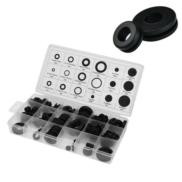 Tingshir 125 Piece Sealing Grommet Rubber Ring Assortment Set Hydraulic