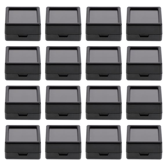 OUNONA Jewelry Box Gems Storage Case Black Plastic for Small Jewelries 24Pcs