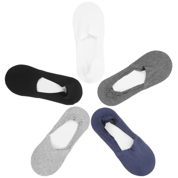 Tingshir 5 Pairs Low-cut Liners Socks Non Cotton Boat Hidden Invisible Socks for Men (Black + White + Dark Blue + Light Gray + Dark Gray)