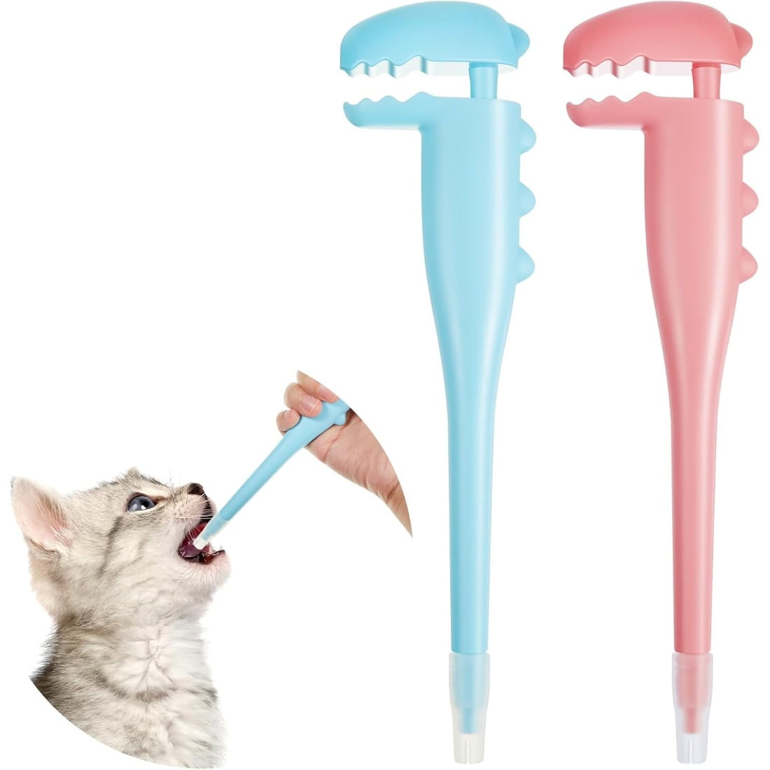 Tingzi 2 Pcs Pet Pill Shooter for Cat Dog Pill Shooter Pet Pill Dispenser Cat Pill Gun Oral Tablet Capsule Silicone Syringes with Soft Tip for Cats Dogs Small Animals, Blue and Pink