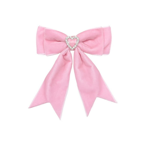 Tingzi 1PCS Red Velvet Hair Bow Clips Kids Girls Bowknot Hair Ribbon Clips Heart Rhinestones Hairpins Hair Accessories for Christmas Valentine's Day