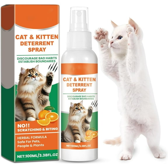 Tingzi Cat Deterrent Spray, Effective Training Aid with Natural Ingredients, Non-Toxic Anti-Scratch Spray for Cats and Kittens, 100% Natural Cat Spray Deterrent for Furniture and Fabric Protection