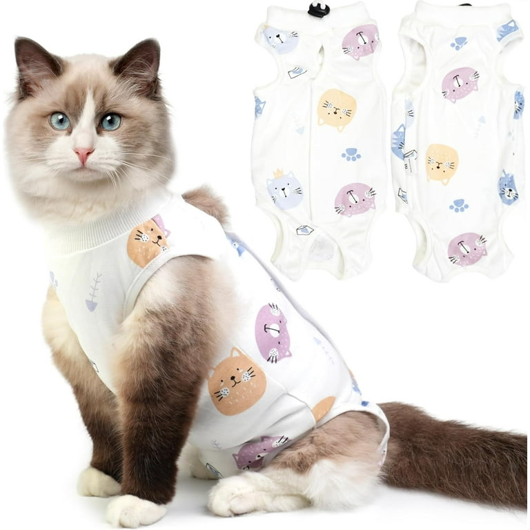Tingzi Cat Recovery Suit for Spay Abdominal Wounds, Breathable Cat