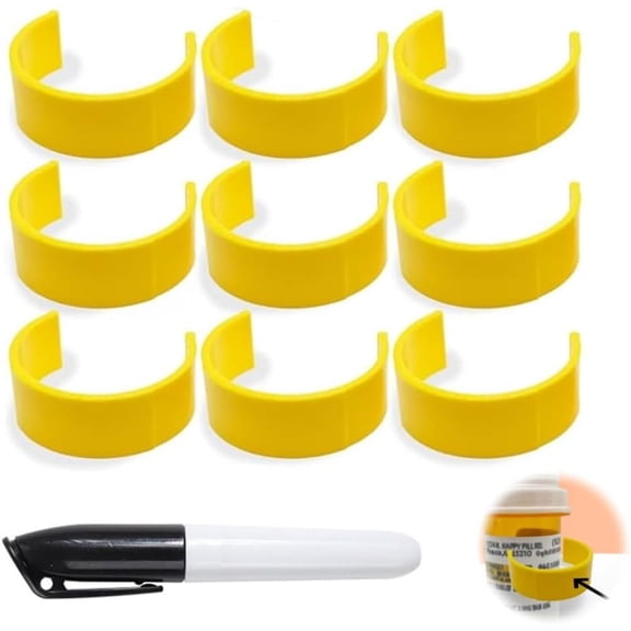 Tingzi Clips for Pill Bottles, Medicine Bottle Label Clips for Easy Medication Identification - Pack with Marker, Bottle with Labels