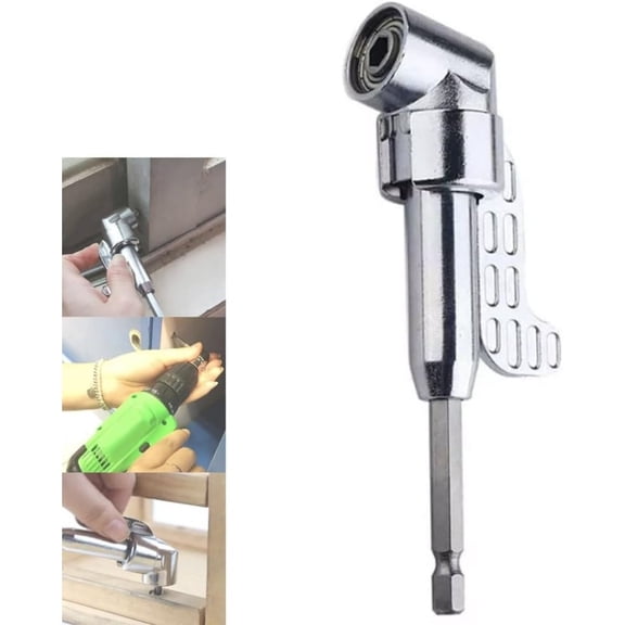 Tingzi Degree Right Angle Drill Adapter, 105 Degree Drill Adapter, Right Angle Drill Attachment, 1/4" Hex Shank Driver Angle Drill Attachment for Household Work(Long+Short)