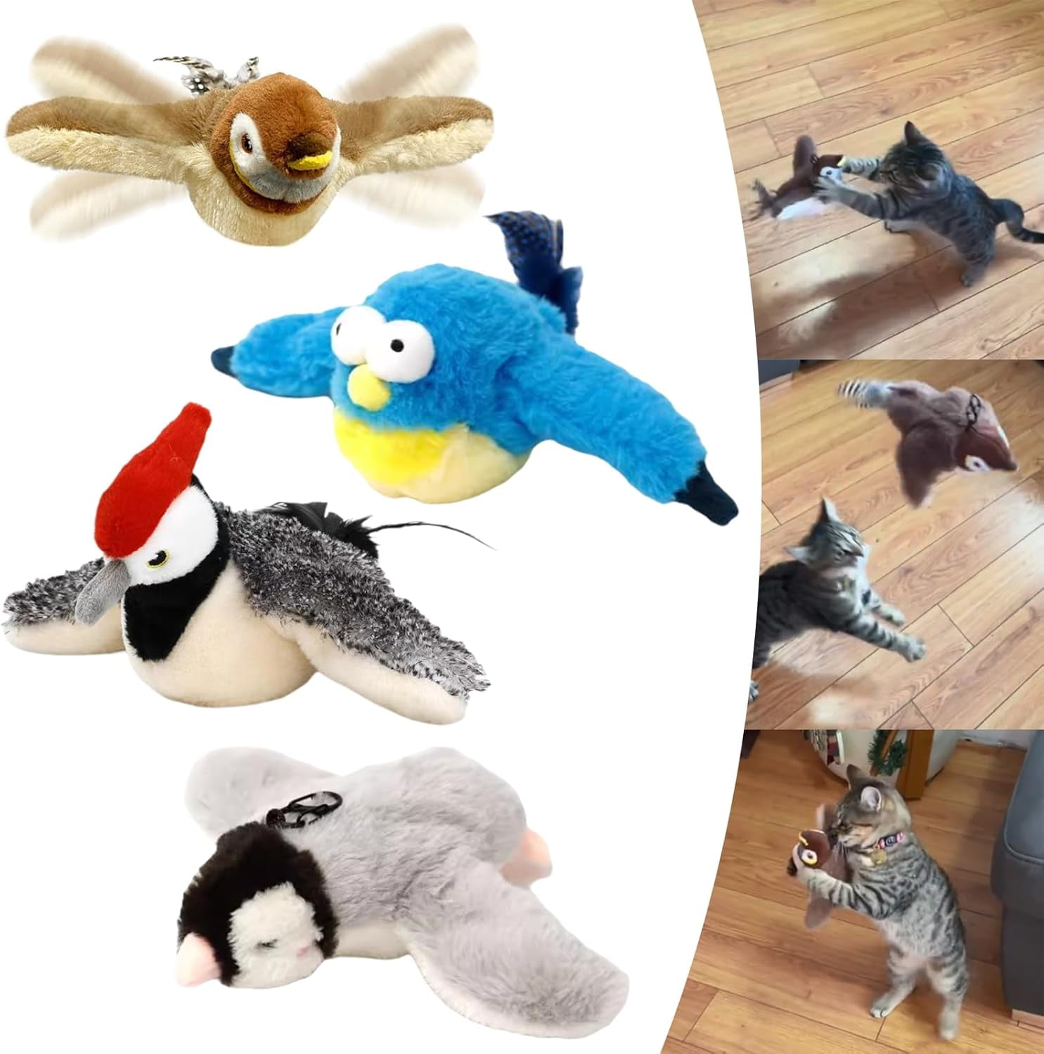 Donubiiu Bewegender Katzenvogel - Interaktives Katzenspielzeug Mit Vogelgeräuschen