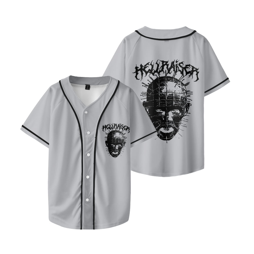 Hellraiser Baseball Jersey Streetwear 3D Print Summer Hip Hop Gray T
